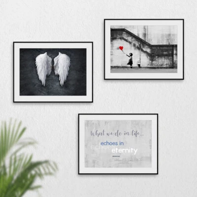 Juego de 3 impresiones de fotos pósters alas de ángel globo niña Foto 1 de 2