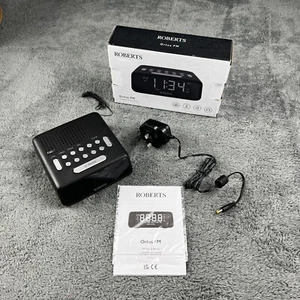ROBERTS ORTUS FM Clock Radio Alarm LED 5 Presets Snooze Large Display BLACK - Picture 1 of 10