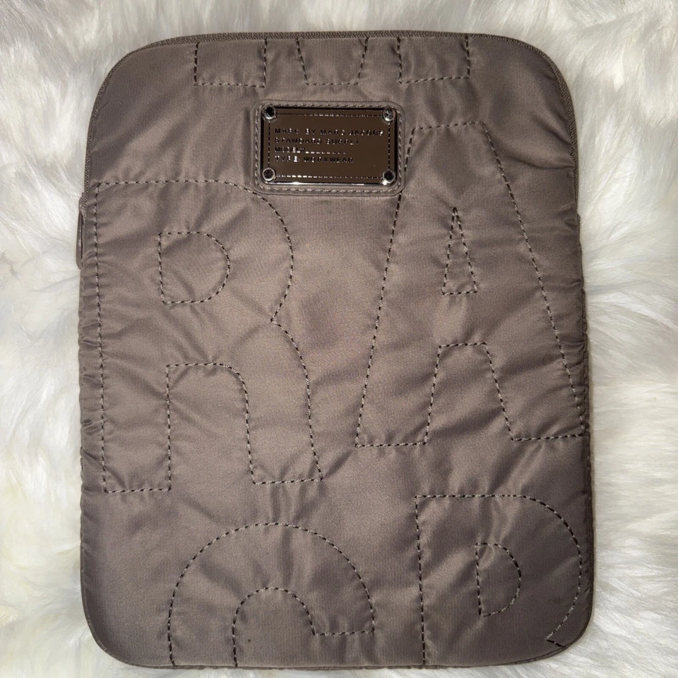 Marc by Marc Jacobs QUILTED NYLON PADDED TABLET TECH SLEEVE Taupe 8.25”x10.5" - Image 1 of 4