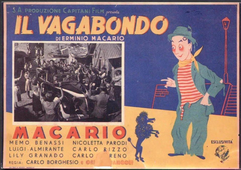 Modern ITALIAN Film Poster Postcard: IL VAGABONDO (Erminio Macario). Free UK p&p - Image 1 of 1