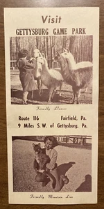 1960s Gettysburg Game Park Zoo Flier Brochure Fairfield Pennsylvania PA P7b - Imagen 1 de 11