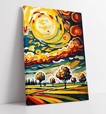 A VIBRANT VIEW OF THE PLAINS SUNSET -DEEP FRAMED CANVAS WALL ART PICTURE PRINT