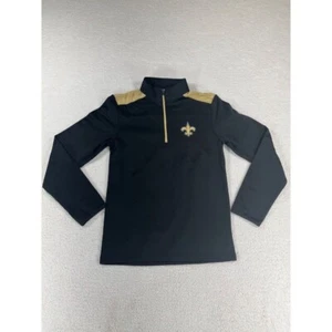 Ropa del equipo de la NFL New Orleans Saints 1/4 cremallera para hombre talla pequeña sudadera negra/dorada - Imagen 1 de 8