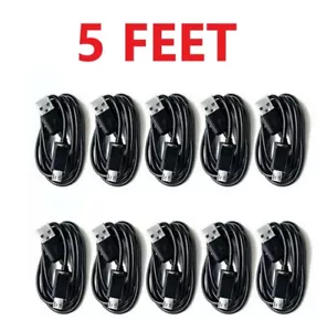 10x OEM 5FT Micro USB Charger Fast Charging Cable Cord For Samsung Android Black - Picture 1 of 1