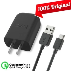 Original HTC Fast Qualcomm 3.0 Wall Charger & USB-C Data Cable for 10 M10 U11 - Picture 1 of 12
