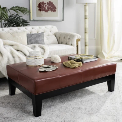 SAFAVIEH Jordan Cocktail Ottoman | Red | - Image 1 of 4