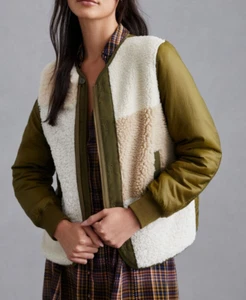 MOTHER NWT $425 The Inner Lining Faux Fur Color Block Jacket in Odd Bits M - Picture 1 of 9