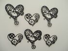 6 Die Cuts Steampunk Hearts - Black Pearl - card toppers