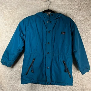 REI Girls Jacket Teal Blue Zip Pockets Snap Buttons Hooded Long Sleeve M 8/10 - Picture 1 of 12