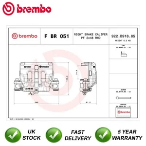Brake Caliper Front Right Brembo Fits Mercedes Vito 2014- 2.1 CDi D - Picture 1 of 4