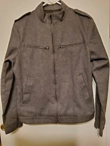  APT.9 Grey Herringbone Lined Cotton/Polyester Full Zip, Pocket Jacket Sz Small - Picture 1 of 8