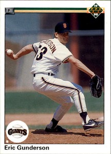 1990 Upper Deck San Francisco Giants Baseball Card #752 Eric Gunderson Rookie