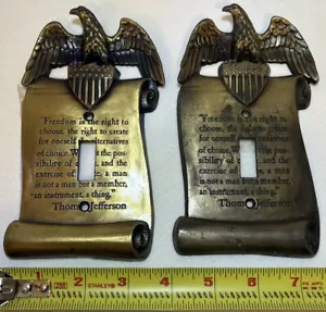 VTG American Eagle Freedom Thomas Jefferson Brass Single Light Switch Cover Lot - Picture 1 of 7