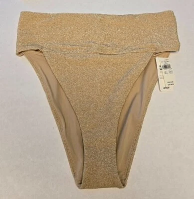 Pantalones de traje de baño de bikini descarados corte alto dorado brillante American Eagle Aerie Foto 1 de 4