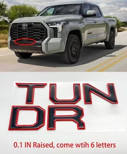 2022 2023 2024 Black Red Front Emblem TUNDRA Grill Bumper Letters Insert Badge - Picture 1 of 7