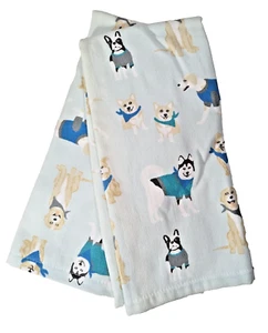Casaba Dogs Kitchen Towels 2-Pc Bandana Sweater Husky French Bulldog Blue White - Picture 1 of 4