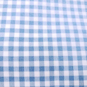 Baby Blue Gingham Poly Poplin Fabric - Checkered Material 58" by the Yard - Picture 1 of 6
