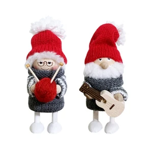 Nordic Tomte Santa Figure Pom Hat 4.75" Christmas Gnome Wood Elf - Picture 1 of 13