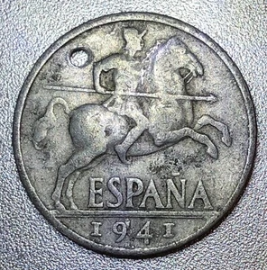 1941 Spain 5 Cents Centimos Aluminum Coin - Picture 1 of 2