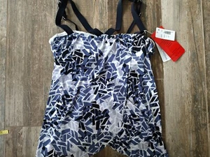 MiracleSuit Tankini MagicSuit Top Size 8 Purple Black White Underwire Straps NWT - Picture 1 of 8