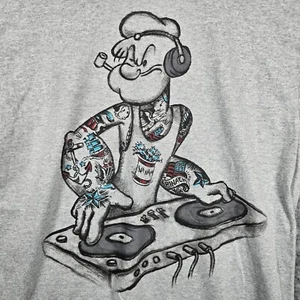 Popeye the Sailor Man Audiophile Music DJ US Classic Gray Men's T-Shirt Medium - Picture 1 of 9