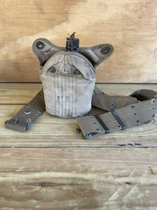 WW2 Black Enamel Porcelain Canteen, USMC 1942 Pouch Belt Cup - Cap Busted - Picture 1 of 12