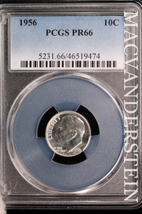 1956 Roosevelt Dime - Pcgs Pr66 - Scarce Proof Better Date #Slv868