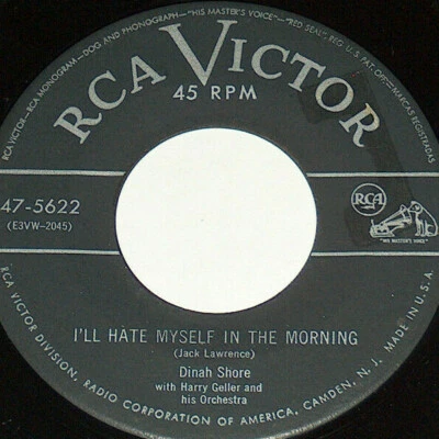 45 RPM Dinah Shore Pass The Jam, Sam, Hate Myself In Morning RCA Victor 5622 EX - Image 1 of 4