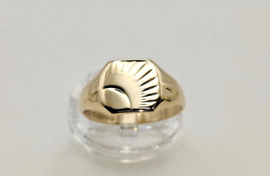 9ct 9 Carat Solid Gold Signet Ring Jewellery Jewelry Retro Size UK V US 11 EU 64