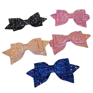 Vtg 80's Girls Glitter BOW Hair Clips Lot of 5 DANCE Costume Alligator Clamp 5" - Picture 1 of 7
