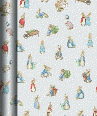 Peter Rabbit Wrapping Paper 3 x 2 metre rolls for Birthday Christmas Christening - Image 1 of 4