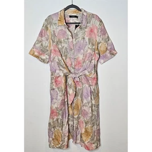 LAUREN Ralph Lauren geblümtes Leinenhemdkleid mit Bindeband Übergröße 16 W neu mit Etikett - Bild 1 von 7