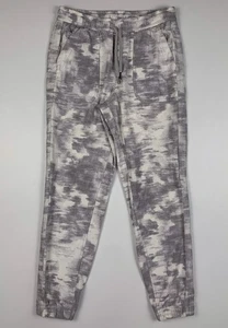 Athleta Farallon bedruckte Jogginghose Stretch Taschen Damen Größe 6 grau weiß - Bild 1 von 12