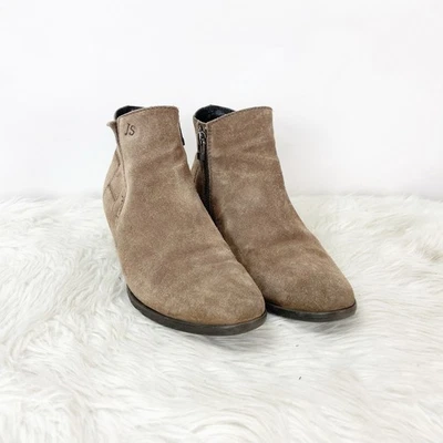 Josef Seibel 37 EU 6.5 美国女式棕色灰褐色麂皮绒 Daphne 侧拉链踝靴 — 第 1/4 张图片