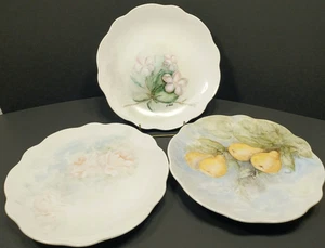 3 Hand Painted by Hunt Decorative Porcelain Plates with Scalloped Edge Floral - Picture 1 of 14