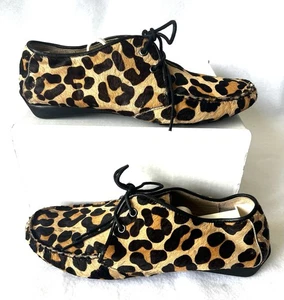 Zapatos Mocasines VANELI Para Mujer Talla 9 M Con Cordones Pelo de pantorrilla Leopardo Marrón Negro Usados en Excelente Condición - Imagen 1 de 15