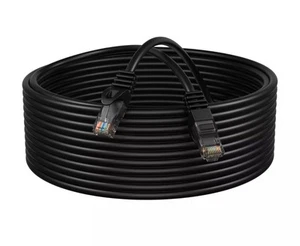 Black CAT6e/CAT6 Ethernet LAN Network RJ45 Patch Cable 100FT Outdoor - Picture 1 of 2