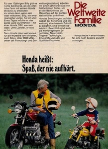 3w8597/ Alte Reklame von 1979 – HONDA – Die weltweite Familie. - Picture 1 of 1