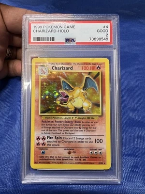 Charizard 4/102 Base Set Holo - Unlimited PSA 2 - Card has a "bite mark"! - Image 1 of 2