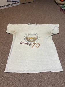 T-shirt vintage 1970 vetro di 70 birra college parodia traforata punto singolo - Foto 1 di 20