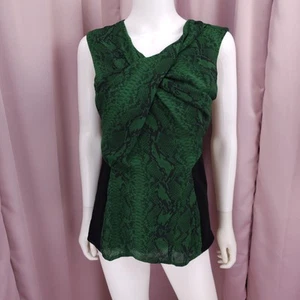Vince Camuto Women's Chiffon Animal Print Pleated Sleeveless Blouse Top Medium - Picture 1 of 8