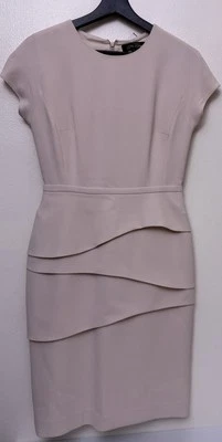 Vestido Rosa Vaina Teri Jon by Rickie Freeman Talla 2 Peplum Volantes Carrera Foto 1 de 4