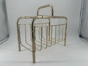 Vtg Brass Metal Magazine Rack Mid Century Modern MCM Gold Boho Home Decor - Picture 1 of 16