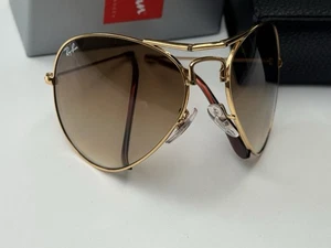 NEW Ray-Ban RB3479 001/51 Folding Aviator Gunmetal Grad Brown 58mm Sunglasses - Picture 1 of 14