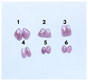 Rose Cut Gemstone Natural Pink Sapphire Rose Cut Faceted Cabochon Loose Pair Cab - Picture 1 of 6