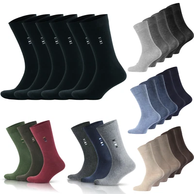 Mens Socks 6 pairs high quality black grey brown cotton socks size 6-8 9-12  - Image 1 of 4
