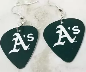 MLB Oakland A's Guitar Pick Earrings - Picture 1 of 4