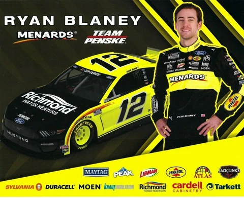 2020 RYAN BLANEY “RICHMOND WATER HEATERS" #12 NASCAR CUP SERIES NEW POSTCARD Cover