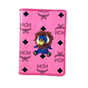 MCM Vicetos lion logo Passport Cover Stationery passport case Leather pink - Picture 1 of 14
