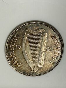 Ireland Silver 1933 Shilling- ANACS AU 55